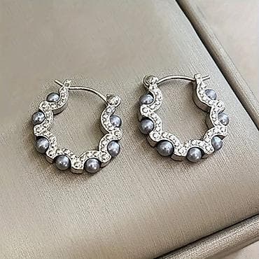 nakit od slonove kosti cena: Minđuše – srebrni ton, različiti dizajni - Model 1: Okrugle minđuše — 2