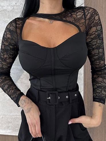 Muška odeća: 💫Ženski čipkani bodi sa korpama i dugim rukavima
✅2200 din — 2