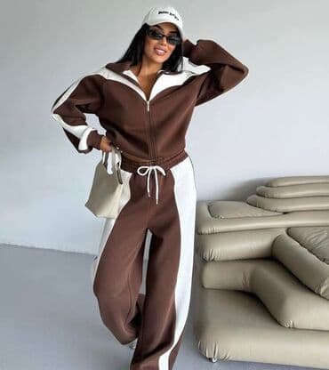 zara kompleti zenski: Ženski komplet – sportsko/leisure odelo sa širokim nogavicama i zip — 5