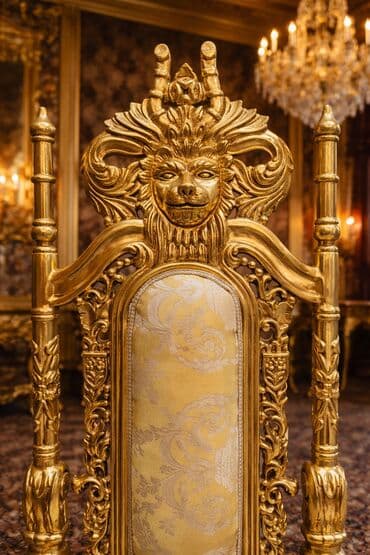 ormaric za kupatilo forma ideale: Barokni tron u pozlati 👑 Impozantan, ručno rezbaren tron sa luksuznim — 3