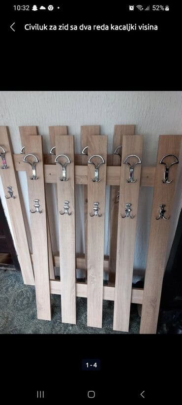 krevetac za bebe 5 u 1: Čiviluk za zid sa dva reda kačaljki visina 120 cm širina 80 cm — 1