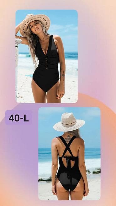 trijumf kupaći kostimi: Jednodijelni kupaći kostim – crni, veličina 40 (L) - Klasičan V-izrez — 1