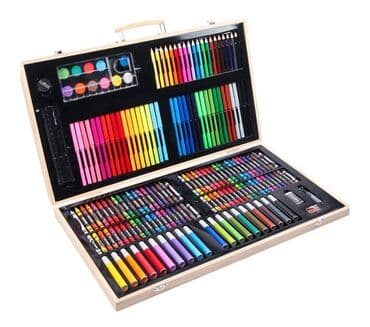 kompleti zenski: Drveni kofer - vostane vodene boje flomasteri set 180 kom Komplet — 1