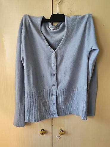 kardigani online: Ženski kardigan Yitaofushi – svetloplave boje - Model: klasični — 1