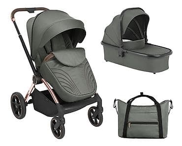 noksir za bebe: Kolica za bebe – 3 u 1 set - Elegantna kolica u maslinasto‑zelenoj — 1