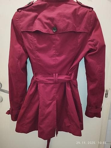 jakna pull and bear: Ženski bordo trenč mantil, klasičnog kroja vel M možete dodji probati — 3