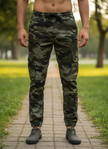 elipsa kompleti sa pantalonama: Maskirne pantalone – cargo/jogger stil - Klasičan woodland kamuflažni — 1