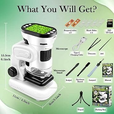 Dečije radionice i alati: 3-u-1 pametni LED mikroskop sa ekranom - Tri načina upotrebe: stoni — 6