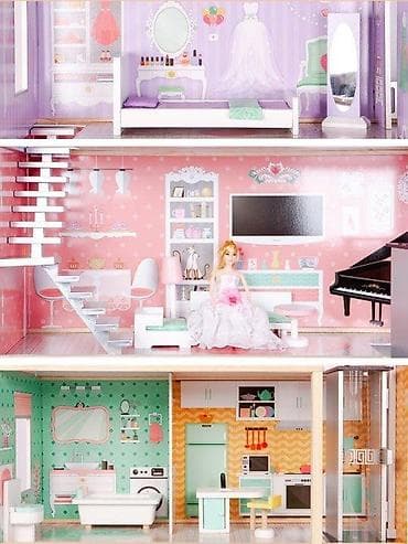 Kućice za lutke: Drvena kućica za lutke sa liftom – ECOTOYS Candy Residence Šifra — 3