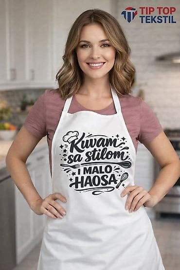 Kuhinjski tekstil: Kecelje stampa po zelji. Materijal pogodan za štampu,lagan i prijatan — 2