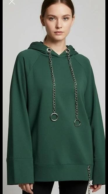 spic patike: Zelena oversized dukserica s kapuljačom, modernog streetwear izgleda — 1