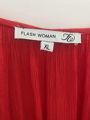 pull i bear: Duga crvena haljina – Flash Woman, veličina XL - Model: boho/oversize — 4