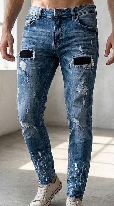 Farmerke: Muške skinny farmerke sa efektom habanja i poderotinama - Kroj — 1