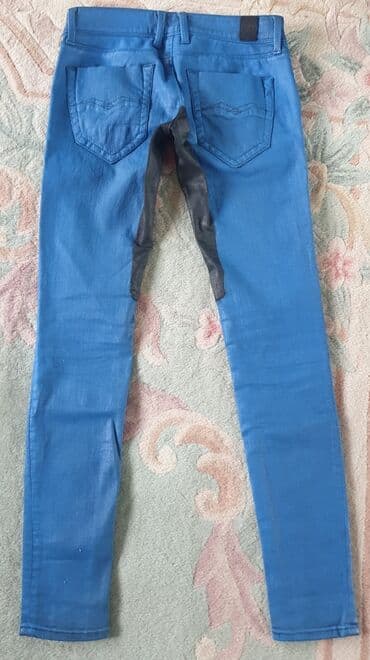 pantalone od vestacke koze: Replay skinny jeans waxed, voskirane farmerke, original. Plava boja — 9