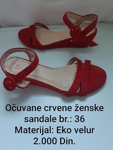 mona obuca vranje: Crvene ženske sandale, br. 36 Materijal: eko velur Model sa — 1