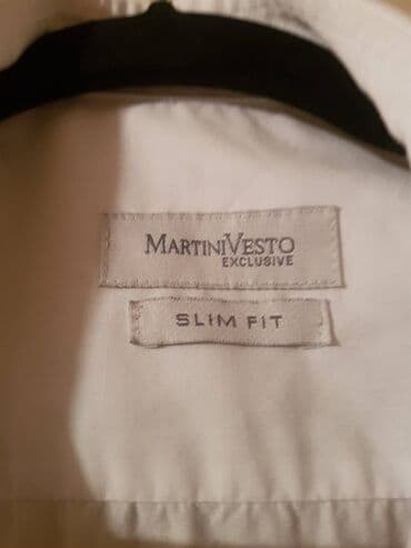 muske pantalone svecane: Bela muška košulja,"Martini vesto",slim fit,veličine M,pamuk 55%,skoro — 2