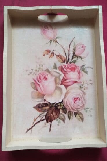 modle za keks: Drveni poslužavnik sa motivom kafe - ručna izrada - Materijal: drvo — 9