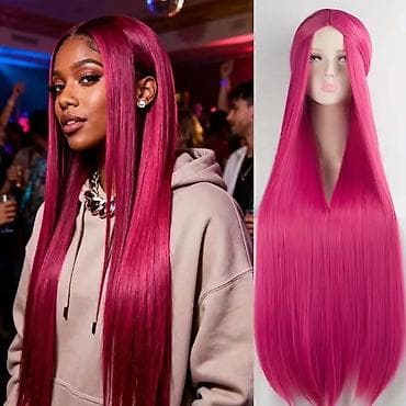 prirodna kosa na klipse: Duga ravna perika u boji pastelno roze Dužina 100cm. - Tip — 10