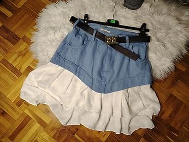 Women's Clothing: Asimetrična mini suknja sa slojevima – S veličina - Model: dvoslojna — 3