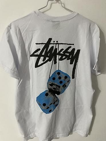 plave baletanke: Stüssy muška majica kratkih rukava - Boja: bela - Prednji deo: mali — 2