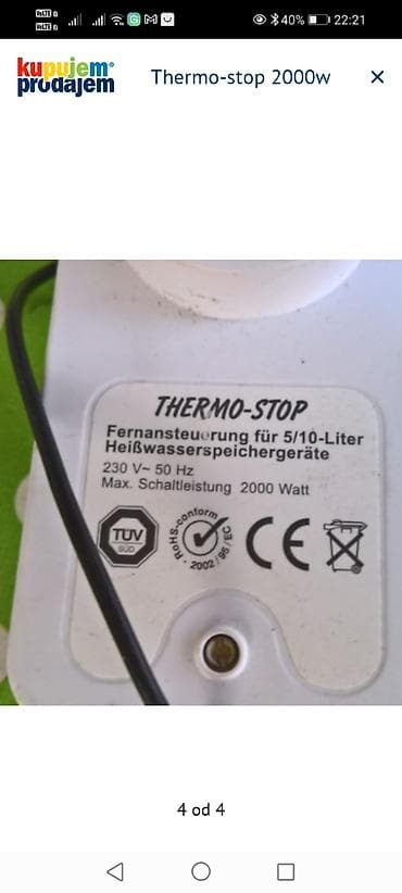 sporeti na drva cacak: Thermo-Stop 2000 W – upravljač za protočne/bojlere malog kapaciteta - — 3