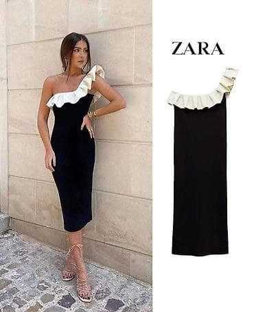 ZARA model sve vel od XXS do 5XL Haljina crna boja sa belim karnerom