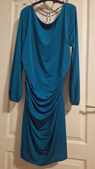 Haljina petrolej zelena NOVA dugih rukava na rajfeslus, postavljena