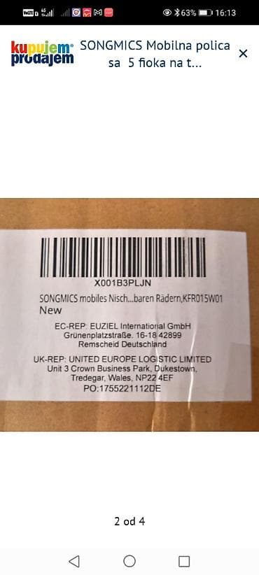 SONGMICS mobilna polica sa 5 fioka na točkićima – model KFR015W01 -