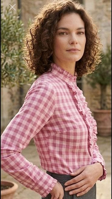 Shirts, blouses and tunics: Ženska košulja sa kariranim dezenom (ružičasto-beli gingham) - — 1