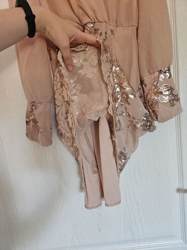 srebrne ogrlice sa cirkonima: One size, color - Beige, Evening, Long sleeves — 5