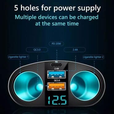 zastita za soferku: Dvodelni Spliter Auto upaljac 12V-24V, PD QC3.0, 2 USB Dvodelni — 4