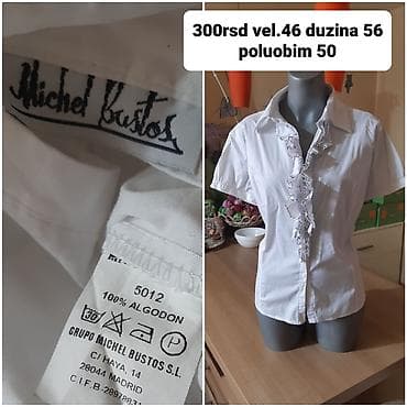 Muška obuća: Bela ženska košulja Michel Bustos sa kratkim rukavima i volanima duž — 2