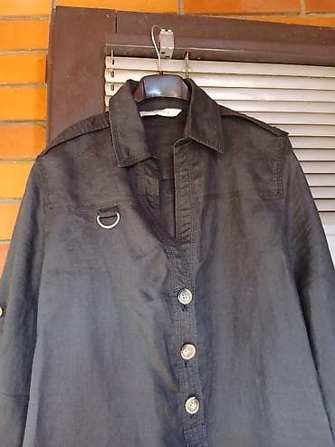 pull and bear belgrade: Crna tunika/košulja-haljina sa kragnom i poludugim rukavima. - — 3