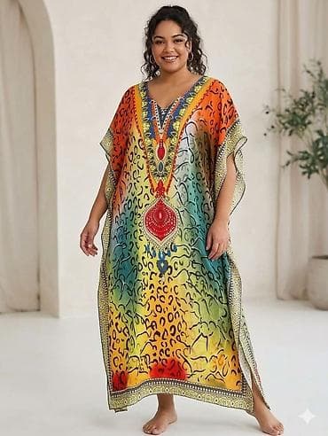 crivit patike cena: Duga kaftan haljina sa etno/boho printom – plus size L XL 2XL 3CL 4XL — 1