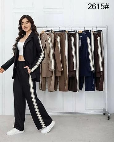 crne tunike: Ženski komplet 2614/2615 – sportski šik set sako + široke pantalone - — 4