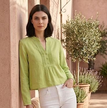 Ženska bluza od lana – svetlo zelena - Materijal: lagani, prozračni na lalafo.rs Ženska bluza od lana – svetlo zelena - Materijal: lagani, prozračni