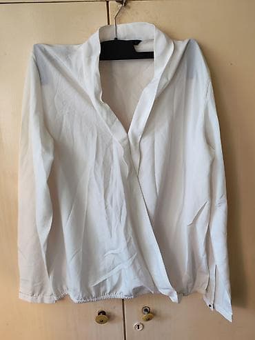 flanelska kosulja: Ženska košulja Calliope, veličina L. - Boja: bela - Kroj: preklopni — 1