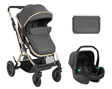 zimski skafanderi za bebe: KIKKA BOO Kaia premium set 2u1 sa I-Size auto sedištem – dark grey — 1