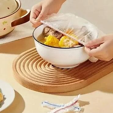 ormarići za lavabo: Set od 100 komada elastičnih PE navlaka za čuvanje svežine hrane.  — 2