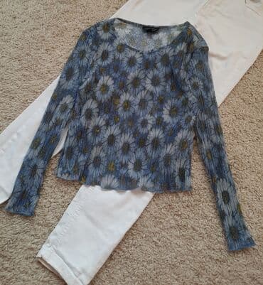 pantalone push up: Topshop, XS (EU 34), Viscose, Floral, color - Light blue — 5