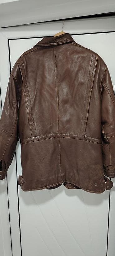 fred perry jakne: Kožna jakna – tamno braon, klasičan pilotski/aviatorski kroj. - — 2