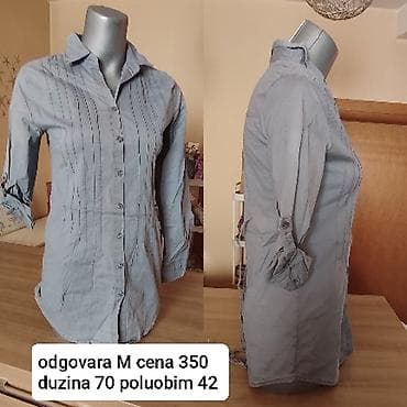 Siva ženska košulja sa dugmićima i kragnom. Vertikalni ukrasni štepovi na lalafo.rs Siva ženska košulja sa dugmićima i kragnom. Vertikalni ukrasni štepovi