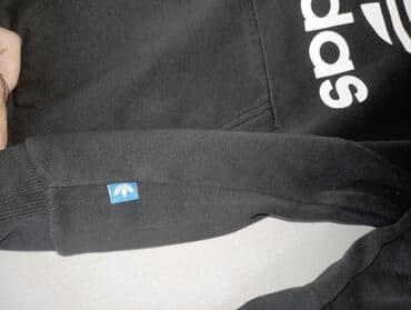 Trousers: Sweatshirt, S, Adidas, color - Black, With a hood — 2