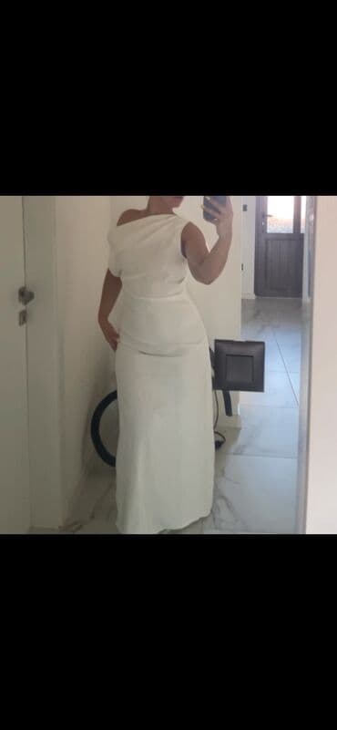 mango haljina: Elegantna duga bela haljina - Model: dugo večernje izdanje sa čistim — 1