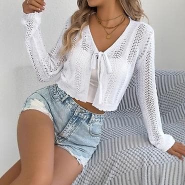 lidl dzemper: Ženski pleteni kardigan sa vezivanjem napred - Krojen kao kratak — 7