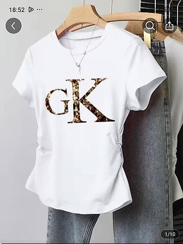 kape za devojčice: Ženska majica kratkih rukava sa zlatnim “GK” printom - Boja: bela - — 1