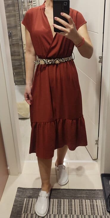 prada kais: Zara S (EU 36), color - Burgundy, Cocktail, Short sleeves — 7