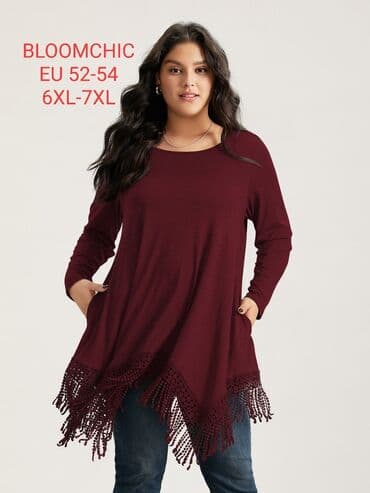 novogodisnje haljine za punije dame: 7XL (EU 54), Single-colored, color - Red — 1