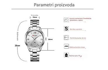 lancici sa imenom: Nov ženski sat od nerdjajućeg čelika. Kvarcni mehanizam, ima datum — 7