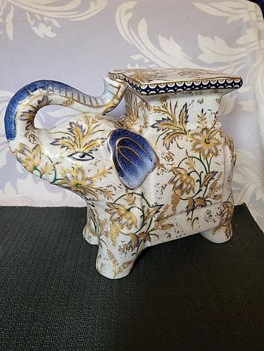 otkup antikviteta: Porcelanski nov slon,stalak za saksiju,rucno oslikan iz 70,80ih.god — 8